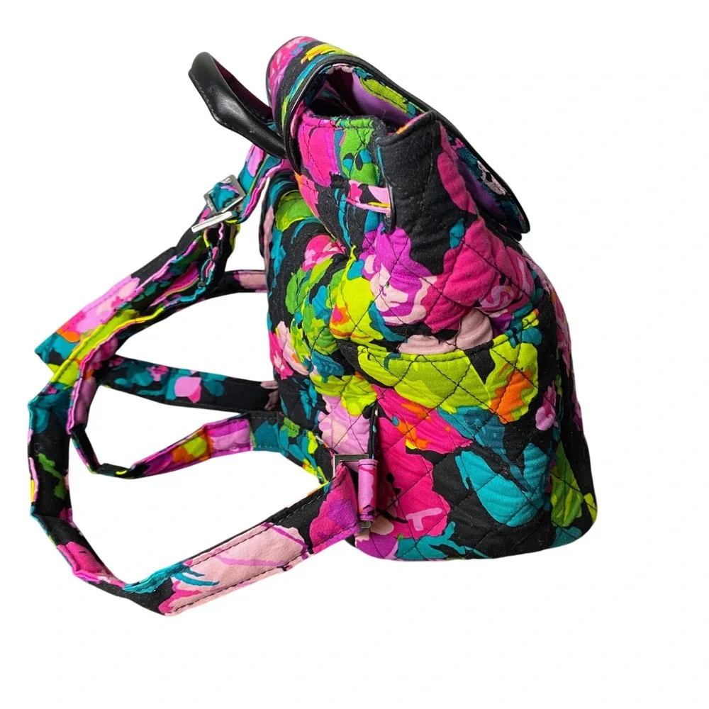 Vera Bradley Hilo Meadow Quilted Floral Fashion Backpack Drawstring Flap‎